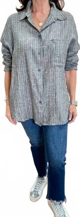 Olivaceous Molly Linen Shirt In Black-White