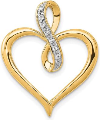 Diamond2Deal 14k Yellow Gold 1/20 carat Diamond Heart Infinity Pendant Fits up to 2mm Omega