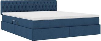 vidaXL Bed with Mattress with LED Blue 180 x 200 cm Fabric vidaXL