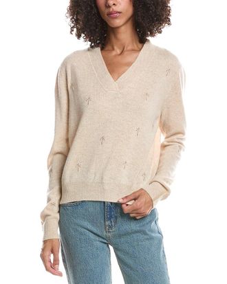 Brodie Embroidered V-Neck Cashmere Sweater