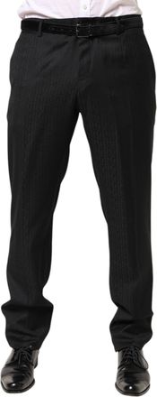 Dolce & Gabbana Black Wool Mid Waist Dress Men Trouser Mens Pants