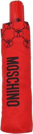 Moschino Rode Logo Paraplu met Snap Sluiting - Dames - Paraplus - Rood - ONE Size - Polyester - Accessoires