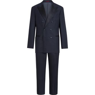 Brunello Cucinelli Tuxedo with one-and-a-half-breasted jacket in Navy Blue at Nordstrom, Size 48 It