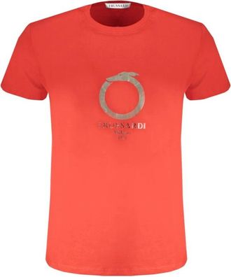 Trussardi Rode Katoenen Logo Print T-Shirt - Heren - T-shirts - Rood - XL - Katoen - Tops