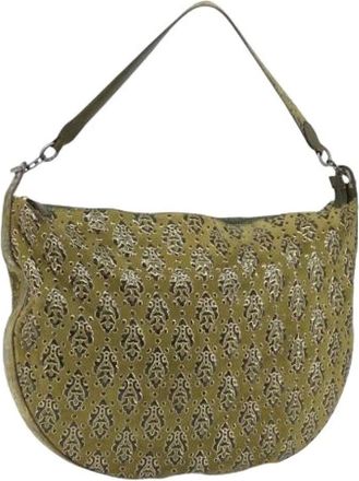 Ferragamo Pre-owned Shoulder Bags, female, Green, Size: ONE SIZE Pre-owned Suede Shoulder Bag