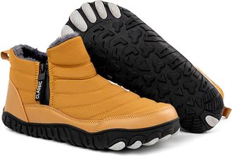 Generic Mens Waterproof Snow Shoes Ankle Boots With Fur Lining Outdoor Walking Shoes For Hiking Winter Sneakers(Gelb,8.5 UK)