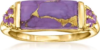 Ross-Simons Purple Turquoise and Amethyst Ring in 18kt Gold Over Sterling