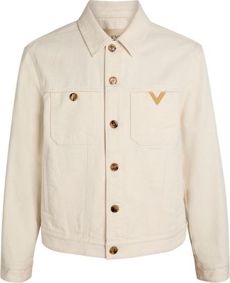 Valentino Garavani Giubbino Genio Logo Denim Jacket - White - 46 (IT46 / S)