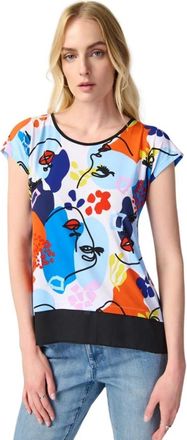 Joseph Ribkoff Face Print Trapeze Top - Dames - T-shirts - Veelkleurig - 5XL - Tops