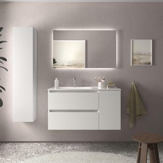 Cygnus Bath Salgar - Mueble Ba&ntilde;o Bequia 90cm Y Coqueta Derecha Y Lavabo Blanco 90x45x56