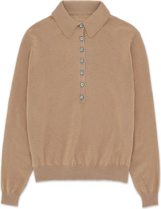 Fortela Amelia Cashmere Polo in Beige at Nordstrom, Size Medium Eu