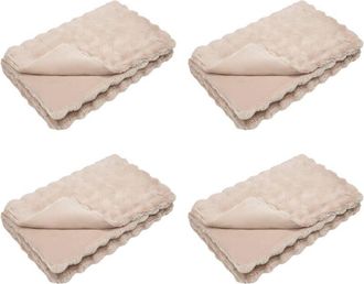 vidaXL Manta De Piel De Conejo Sint&eacute;tica 4 Pcs Beige 150 X 220 Cm Vidaxl