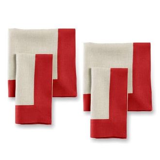 Solino Home Linen Dinner Napkins - Contempo, 20 x 20 in Red And Natural at Nordstrom, Size Large