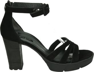 Paul Green Sportieve Zwarte Su&egrave;de Sandalen - Dames - Sandalen met hakken - Zwart - 41 EU - Su&egrave;de - Schoenen