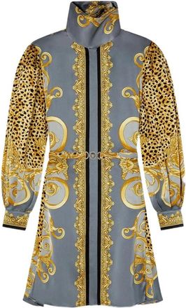 Versace Barokprint Luipaard Pofmouw Jurk - Dames - Korte kleedjes - Veelkleurig - M - Kleedjes