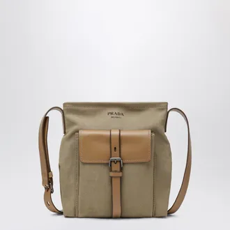 Prada Route crossbody bag in canvas and khaki leather