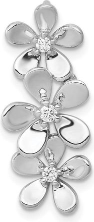 Diamond2Deal 14k White Gold 1/10 carat Diamond Three Flower Chain Slide