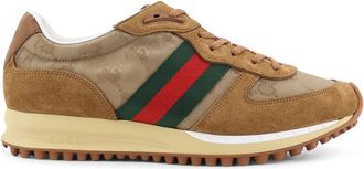 Gucci Sneakers met Webdetail en GG-logo - Heren - Sneakers - Bruin - 40 EU - Nylon - Schoenen
