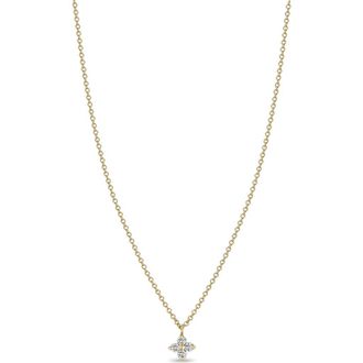 Zo&euml; Chicco Diamond Flower Pendant Necklace in Yellow Gold at Nordstrom, Size 16
