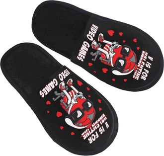 Generic Shoes V Is For Video Games Hearts Reusable Slippers Soft Cotton Slippers For Winter Bedroom Home L