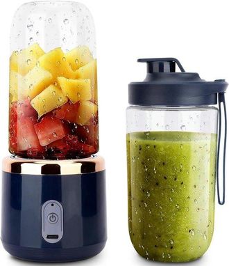 OEM Batidora Port&aacute;til Inal&aacute;mbrica Azul, Equipada Con 6 Cuchillas Y Un Vaso Adicional (400 Ml), Recargable