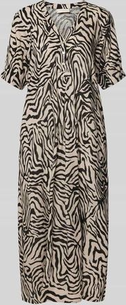 Freequent Midikleid aus Viskose-Leinen-Mix Modell Larin in Beige, Gr&ouml;&szlig;e XS