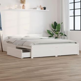 vidaXL Estructura De Cama Con Cajones Blanco 140x190 Cm Vidaxl