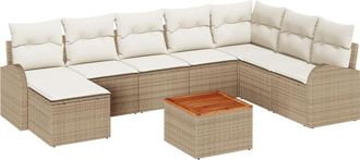 vidaXL Garden Sofa Set with Cushion 9 pcs Beige Poly rattan vidaXL
