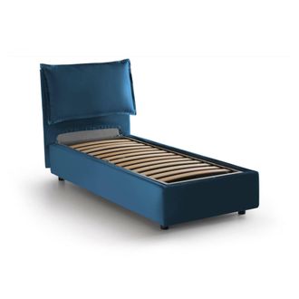 Talamo Italia Dmora - Cama Individual Ddimari, Cama Contenedor Con Revestimiento De Tela, 100% Made In Italy, Apertura Frontal, Adecuado Para Colch&oacute;n 80x200 Cm, Azu