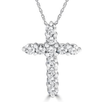 Pompeii3 3CT Diamond Cross Pendant 14K White Gold Womens Round Brilliant Cut 18 Chain