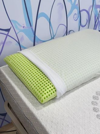 Talamo Italia Almohada Para Cama Talamo Italia 100% Made In Italy, Almohada En Funda De Almohada Eco-sostenible Y Perforada Memory Verde Org&aacute;nico, 73x43xh14 Cm, Con