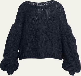Loewe Anagram Cable-Knit Sleeve Sweater