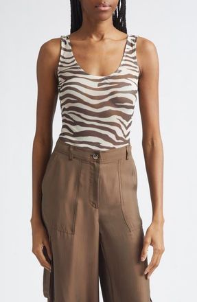 Toccin Wyatt Zebra Print Bodysuit in Natural Zebra at Nordstrom, Size Xx-Small