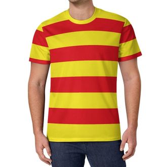 Generic Catalonia Flag Novelty T-Shirt for Men Crewneck Short Sleeve Tee Lightweight Breathable Tops