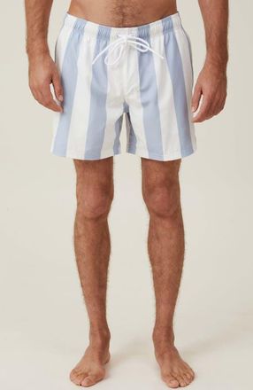 Cotton On Mens Stretch Swim Short in Pale Blue Stripe at Nordstrom, Size X-Large
