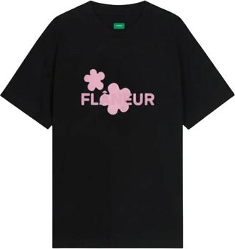 Flaneur Flower T-Shirt - Heren - T-shirts - Zwart - S - Katoen - Tops