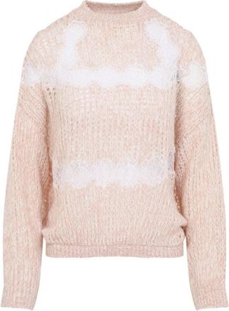 Giambattista Valli Delicate Pink Virgin Wool Pullover With White Lace Details