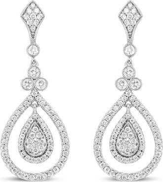 House of Brilliance 18K White Gold 1 1/4 Ctw Round Diamond Openwork Teardrop-Shaped Dangle Earrings at Nordstrom