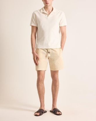 Orlebar Brown Sonoran Seersucker Relaxed Fit Seersucker Stripe Shorts in Biscuit/latte Stripe at Nordstrom, Size 32