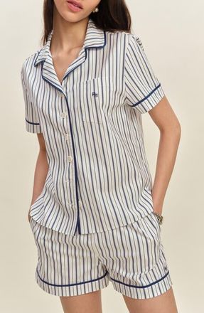 Reformation Blair Stretch Organic Cotton Short Pajamas in Summer Day Stripe at Nordstrom, Size X-Small