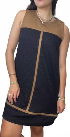 THML Clothing Sleeveles Suede Mixed Mini Dress In Tan/black