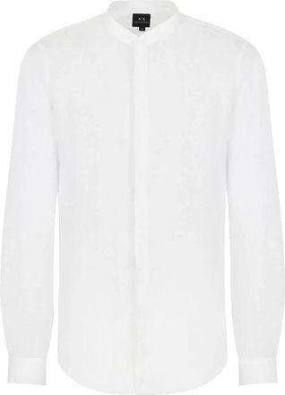 A|X Armani Exchange Wit Overhemd Elegant Modern Must-Have - Heren - Casual Overhemden - Wit - 2XL - Linnen - Overhemden
