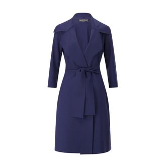 La Petite Robe Di Chiara Boni Lange Jas met Riem - Dames - Jas met riem - Blauw - L - Leer - Jassen