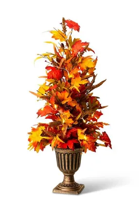 Glitzhome Fall Lighted Maple Leaves Urn Potted Porch Tree With Timer in Orange at Nordstrom, Size Medium