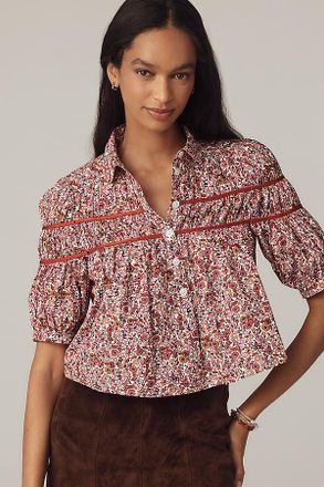 Maeve The Leandra Shirred Yoke Blouse by Maeve