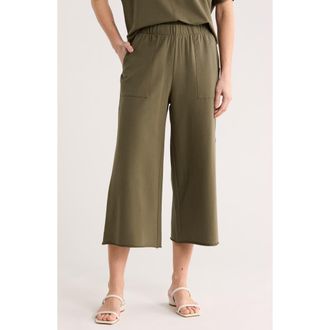 Caslon Crop French Terry Pants in Olive Sarma at Nordstrom Rack, Size X-Large