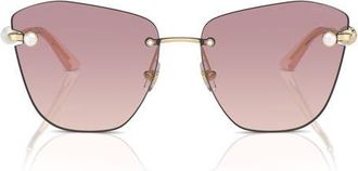 Jimmy Choo London 59mm Gradient Butterfly Sunglasses in Pale Gold /Brown Violet at Nordstrom
