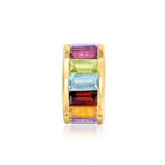 Ross-Simons Baguette Multi-Gemstone Bead Charm in 18kt Gold Over Sterling