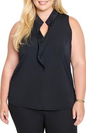 Nic+Zoe Knit Crepe Ruffle Tank in Black Onyx at Nordstrom Rack, Size 1X