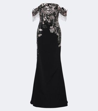 Georges Hobeika Embellished velvet bustier gown